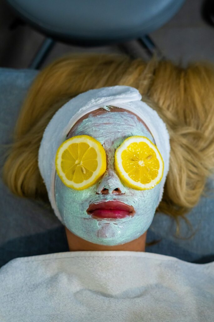women applied face mask