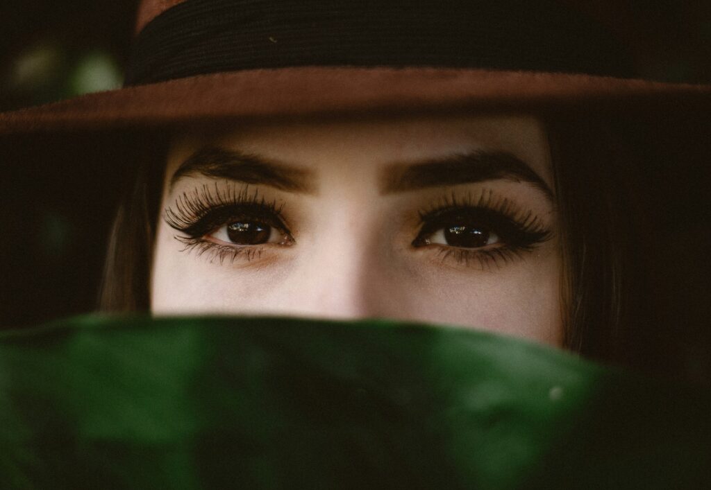 women with beautiful long eyelashes