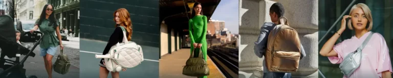 women standing with her bag