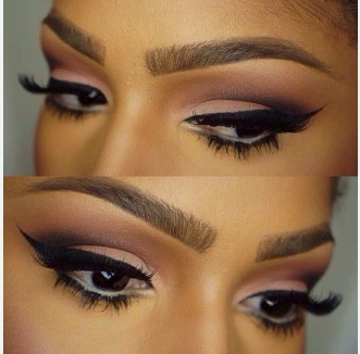 women showing eyebrow shapes and eye makeup
