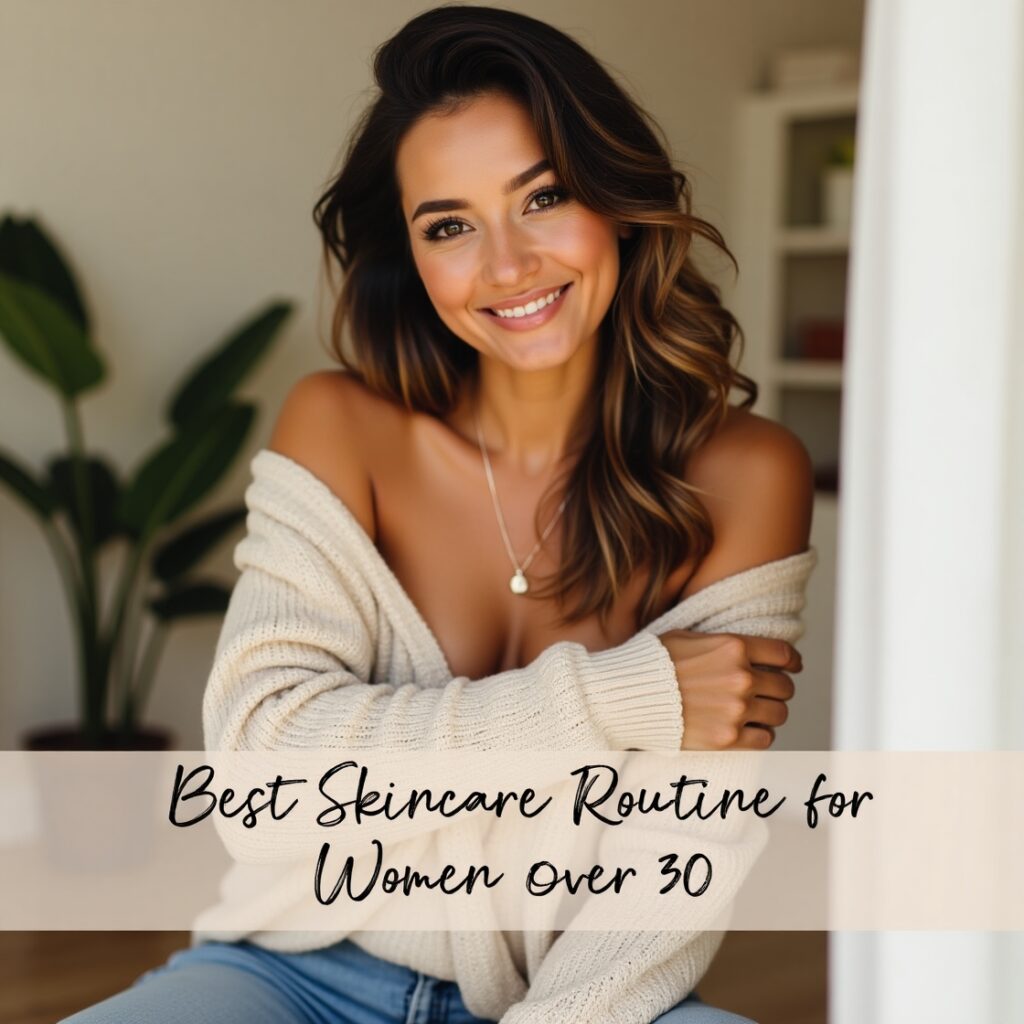 women smiling posing in glowing skin over 30