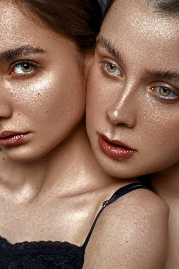 women with glowing and shiny skin