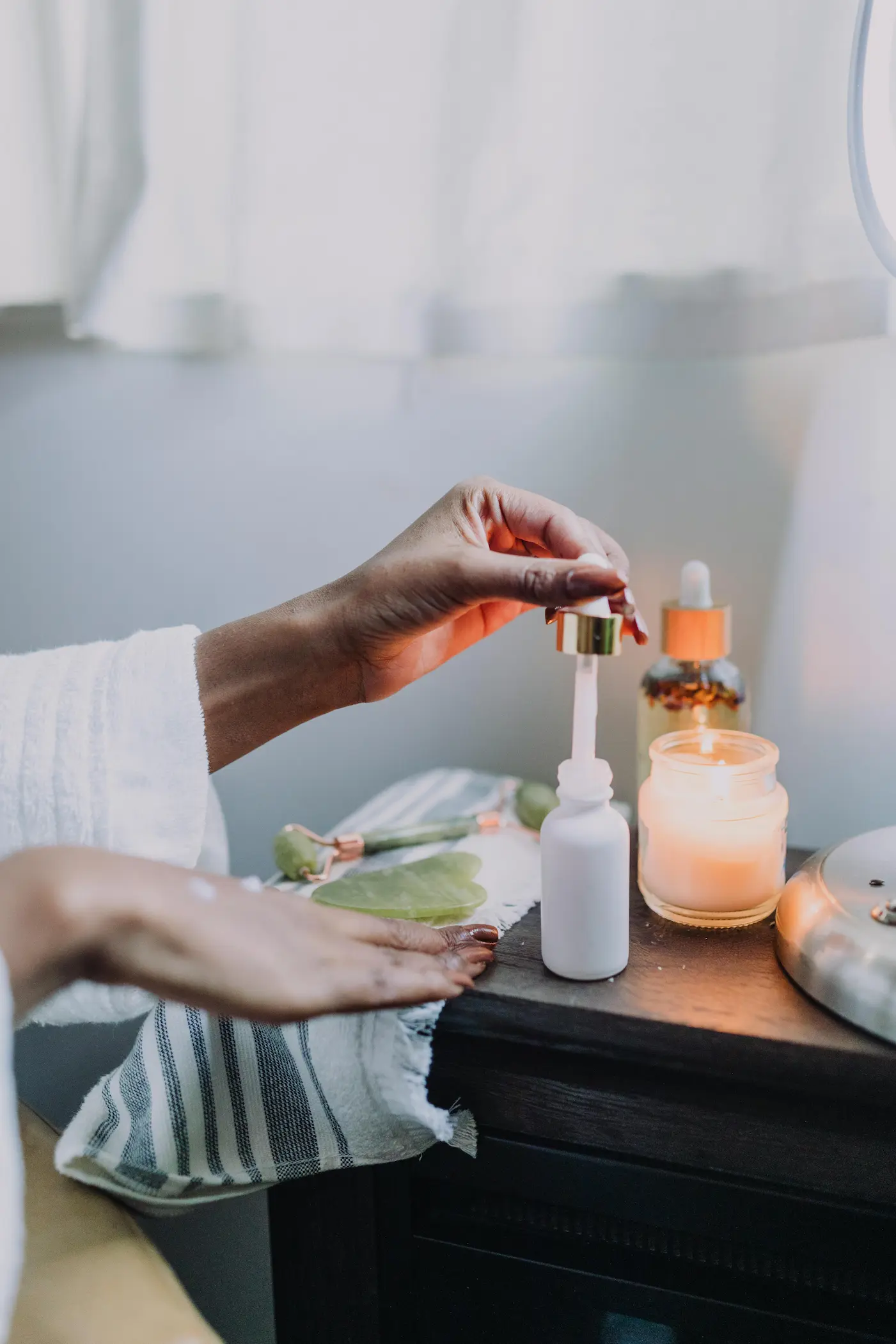 Nighttime skincare setup for rosacea-prone skin