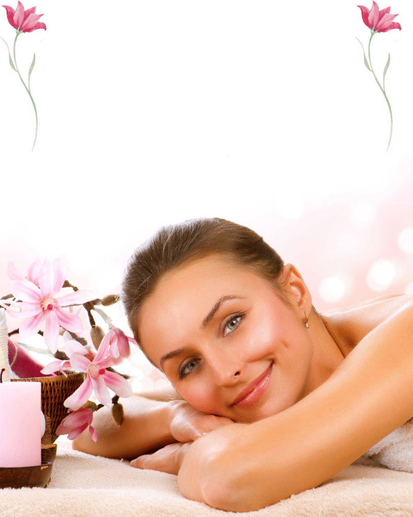 women smiling infront of flower pot
