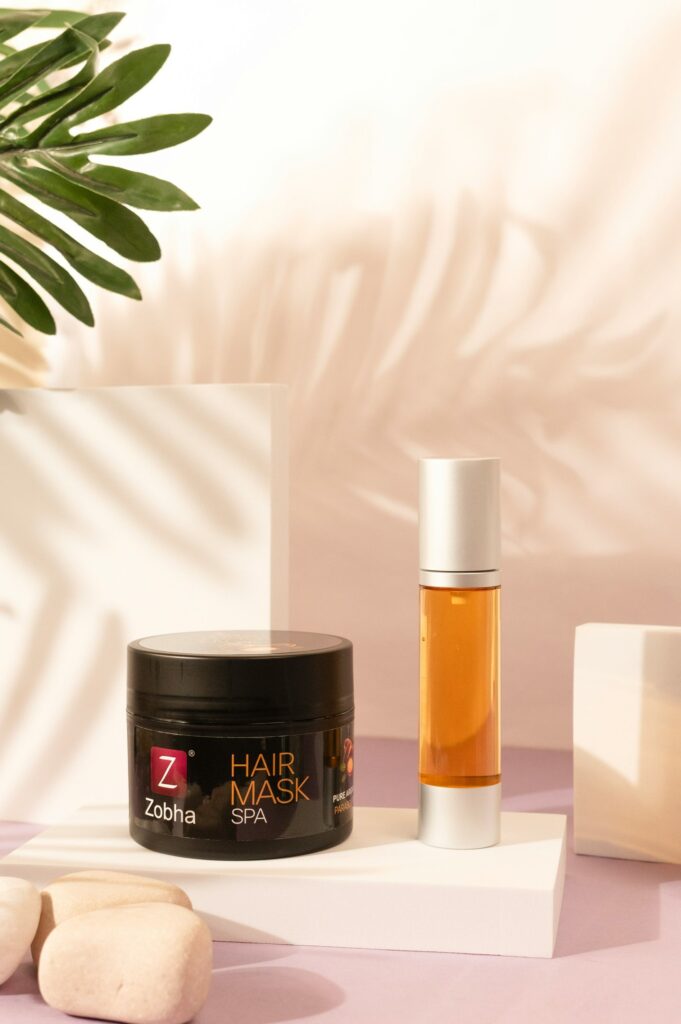 hair products lying on table