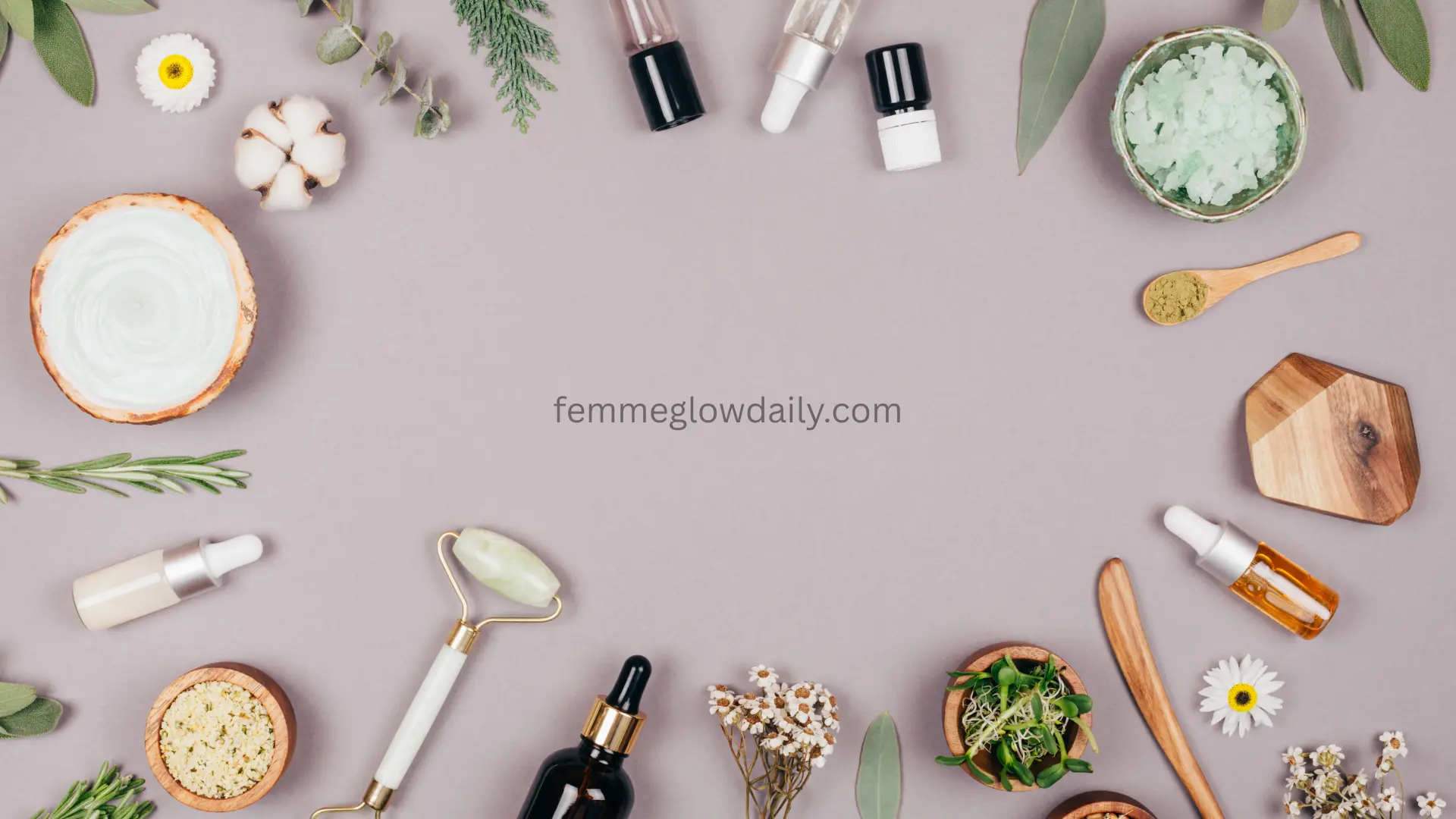 Flat lay of Plant-based beauty secrets