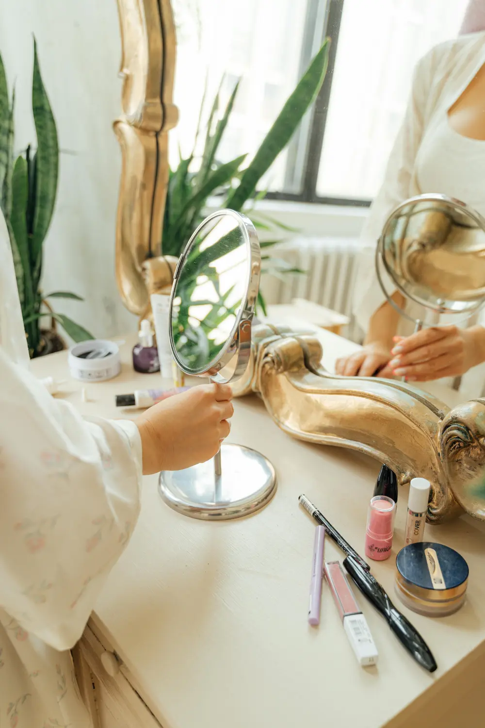 Sunscreens under makeup with skincare and makeup products